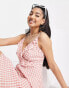 QED London frill wrap cami mini dress in pink gingham print