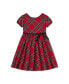 ფოტო #1 პროდუქტის Toddler Girls Puff Sleeve Party Dress with Velvet Trim, Toddler|Child