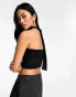 New Look slinky jersey bandeau with neck tie in black