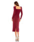 Women's Ieena Solid Square Puff Long Sleeve Fitted Midi Dress