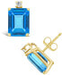 ფოტო #1 პროდუქტის Blue Topaz (4 ct.t.w) and Diamond Accent Stud Earrings in 14K Yellow Gold