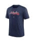 Фото #3 товара Men's Heather Navy Atlanta Braves Authentic Collection Early Work Tri-Blend Performance T-shirt