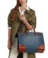 ფოტო #7 პროდუქტის Devyn Denim with Leather Trim Large Tote Bag