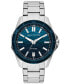 ფოტო #1 პროდუქტის Men's Quartz Three Hand Date Silver-Tone Stainless Steel Watch 44mm