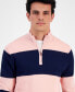 Men's Bold Stripe Quarter-Zip Sweater, Created for Macy's Розовый, XL - фото #3