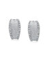 ფოტო #2 პროდუქტის Fashion Matte Hammered Shrimp Half Hoop Earrings For Women Cubic Zirconia Pave Edge CZ Accent Stabilizing Omega Clip