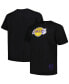 Фото #1 товара Men's Black Distressed Los Angeles Lakers Big and Tall Hardwood Classics Vintage-Like Logo T-shirt