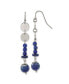 ფოტო #1 პროდუქტის Stainless Steel Polished Lapis Beads Dangle Earrings