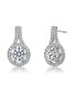 Rhodium Plated Clear Round Cubic Zirconia Drop Earrings