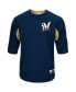 Фото #3 товара Men's Navy and Gold-Tone Milwaukee Brewers Authentic Collection On-Field 3 and 4-Sleeve Batting Practice Jersey
