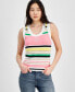 ფოტო #1 პროდუქტის Women's Striped Round-Neck Sleeveless Sweater