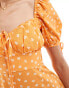 Wednesday's Girl tie detail daisy floral mini dress in orange