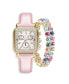 Фото #1 товара Наручные часы Jessica Carlyle женские кварцевые, розовые из полиуретана, кожаный ремень 29мм, набор для подарка