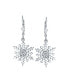 Winter Party Holiday Christmas Drop Lever back Clear Star Ice Blue Snowflake Dangle Earrings For Women Teen .925 Sterling Silver