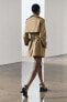 Zw collection cropped trench coat with belt
