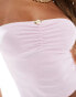 Фото #4 товара Kaiia slinky bandeau ruched rose detail top in light pink