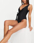 Фото #1 товара Accessorize premium wrap swimsuit in black