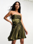 Фото #1 товара ASOS DESIGN corset draped skater satin mini dress in khaki