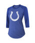 ფოტო #3 პროდუქტის Women's Threads Anthony Richardson Royal Indianapolis Colts Player Name and Number Tri-Blend 3/4-Sleeve Fitted T-shirt