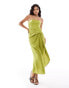 ASOS DESIGN bandeau knot skirt midaxi dress in green grün, 40 - фото #1