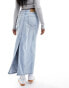 Cotton On straight denim maxi skirt in light wash blue