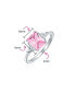 ფოტო #7 პროდუქტის Bridal Wedding 3CT Color CZ Pink Square Cubic Zirconia Square Solitaire Brilliant Princess Cut Trillion Side Stones Engagement Ring Sterling Silver