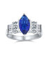 Art Deco Style 3CT Cubic Zirconia AAA CZ Pave Royal Blue Marquise Solitaire Simulated Sapphire Engagement Ring For Women .925 Sterling Silver