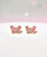 Pink Faux Cubic Zirconia Flutter Love Butterfly Stud Earrings