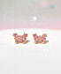 Фото #3 товара Pink Faux Cubic Zirconia Flutter Love Butterfly Stud Earrings