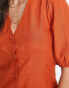 Фото #6 товара Платье Mango Мини в оранжевом с объемными рукавами