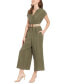 Фото #4 товара Women's V-Neck Belted Wide-Leg Jumpsuit