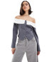 Фото #2 товара Extro & Vert corset bandeau blazer top in grey stripe