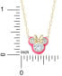 Фото #4 товара Disney cubic Zirconia & Pink Enamel Minnie Mouse 18" Pendant Necklace in 18k Gold-Plated Sterling Silver