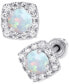 Lab-Grown Opal (1/5 ct. t.w.) & Lab-Grown White Sapphire (1/6 ct. t.w.) Cushion Halo Stud Earrings