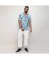 Men's Chalk White:Indigo Blue Mesh Foliage Shirt