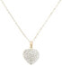 ფოტო #1 პროდუქტის Crystal Pavé Heart 18" Pendant Necklace in 10k Gold