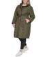 Фото #3 товара Women's Plus Size Hooded Belted Quilted Coat