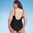 Фото #4 товара Women's V-Neck Scoop Back One Piece Swimsuit - Shade & Shore Black XL