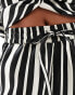 ONLY Petite wide leg trouser co-ord in black and white stripe Черный, L - EU 40-42 - фото #2