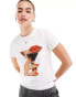 Фото #1 товара ASOS DESIGN baby tee with lips and drink graphic in white