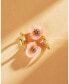 ფოტო #3 პროდუქტის Gold-Tone Imitation Mother-of-Pearl Flower Drop Off Small Hoop Earrings