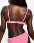 Фото #8 товара The Frolic paradise underwire ruched geo block towelling bikini top in pink