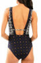 JETS 251587 Womens Enchant Plunge V-Neckline One-Piece Swimsuit Indigo Size 8