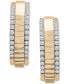 ფოტო #3 პროდუქტის Diamond Border Textured Small Hoop Earrings (1/2 ct. t.w.) in Gold Vermeil, Created for Macy's