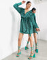 Фото #8 товара ASOS EDITION sequin wrap mini dress in teal green