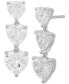 Фото #4 товара Cubic Zirconia Heart Triple Drop Earrings in Sterling Silver