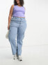 Фото #1 товара Yours wide leg cargo jean in mid blue