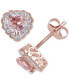 ფოტო #1 პროდუქტის Morganite (1 ct. t.w.) & Diamond (1/10 ct. t.w.) Heart Stud Earrings in 10k Rose Gold