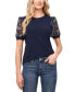 Фото #1 товара Women's Scattered Daisy Short Puff Sleeve Knit Top