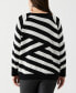 Фото #2 товара Plus Size Patterned Button Trim Long Sleeve Sweater
